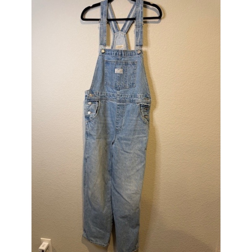 Levis Denim Overalls Light Wash Two Horse Brand Workwear Dungarees Blue Sz M